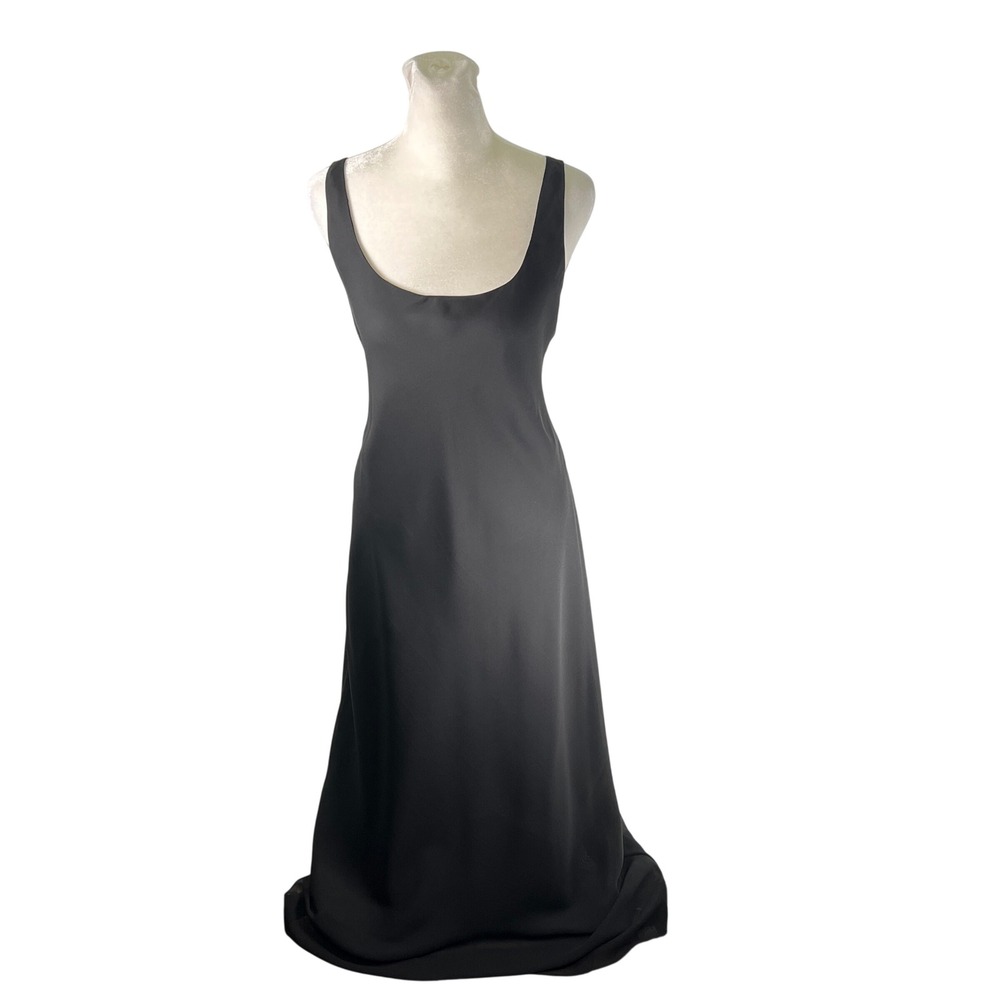 Hampton Nites Black Maxi Dress Multi Strap Cage Back Evening Gown Size 12 Y2K
